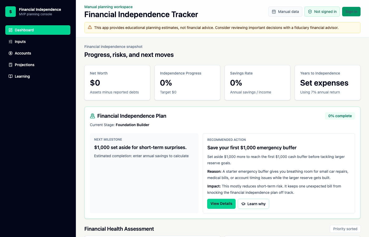 Financial Independence Tracker